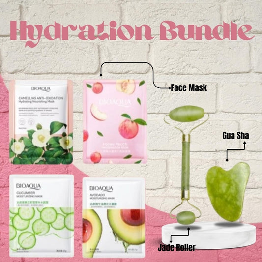 Hydration Deal l 3 in 1 l (Jade roller, Gua Sha, 4 face sheets)